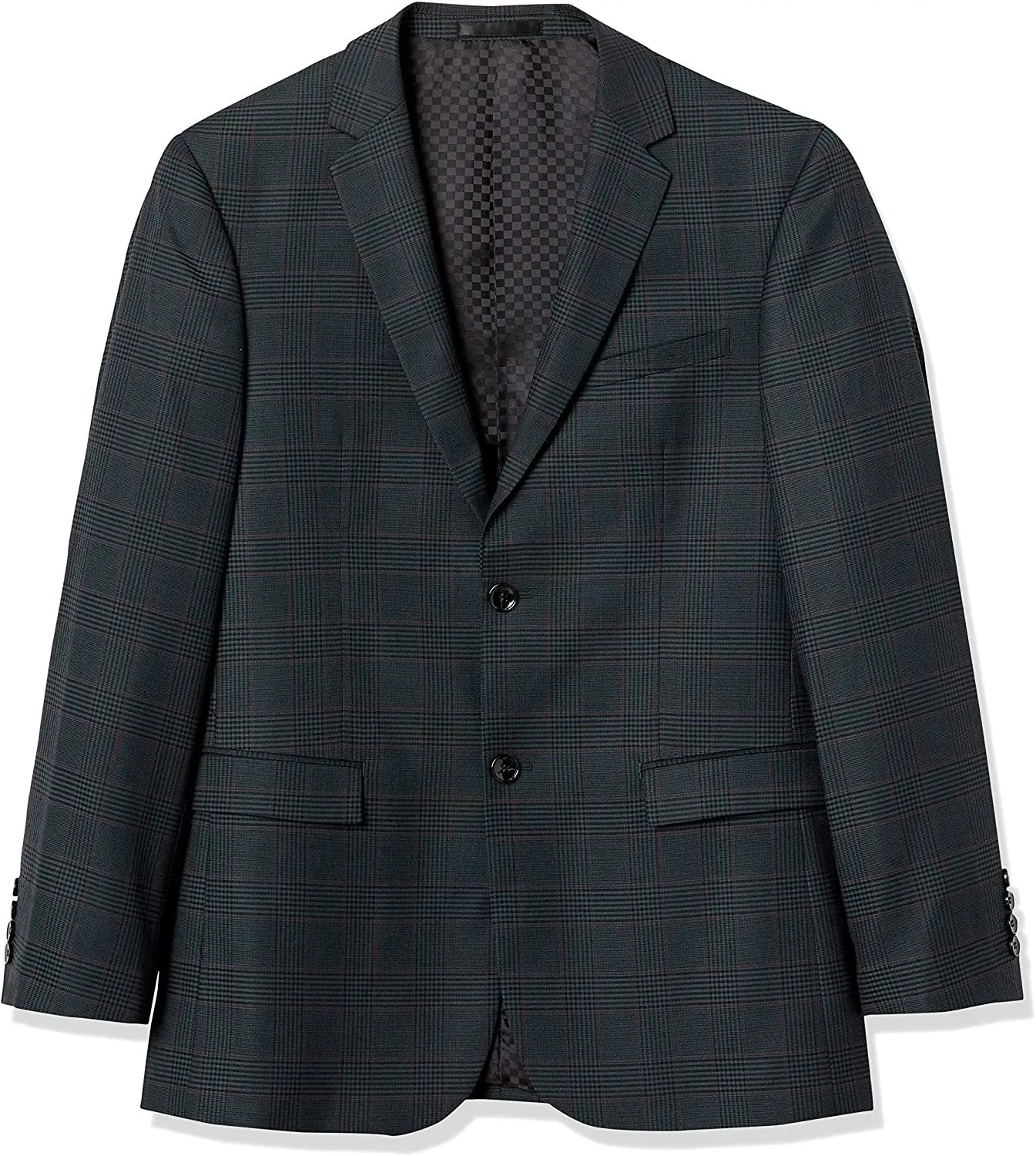 Adam Baker Mens Ultra Slim fit Notch Lapel Plaid Sport Coat/Blazer- Colors