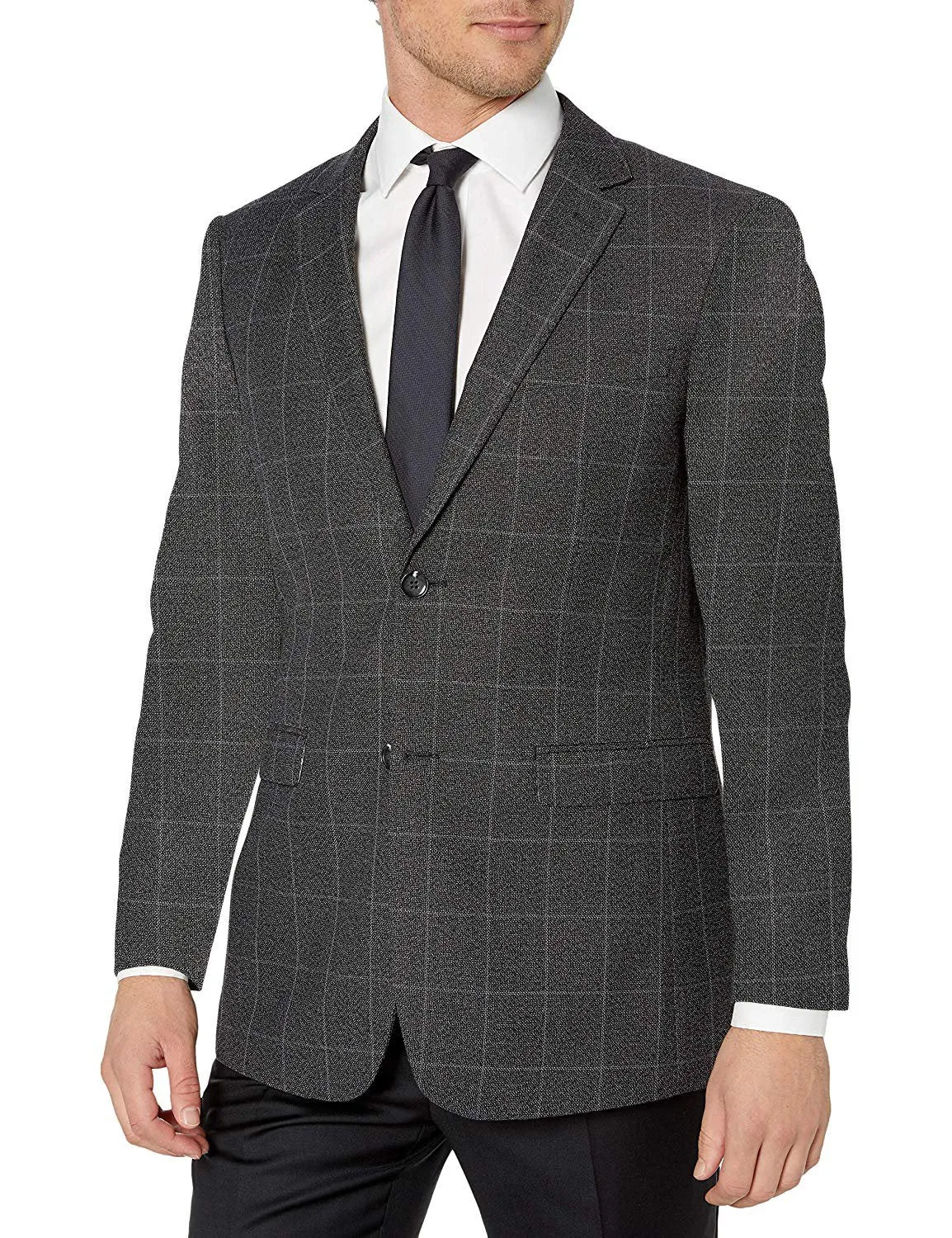 Adam Baker Mens Ultra Slim fit Notch Lapel Plaid Sport Coat/Blazer- Colors