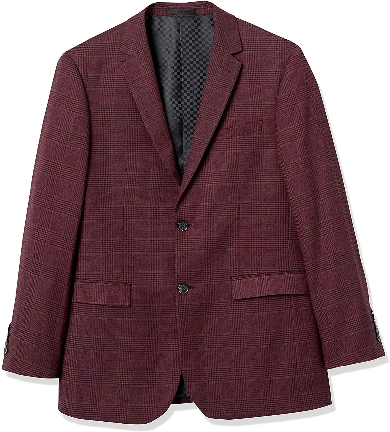 Adam Baker Mens Ultra Slim fit Notch Lapel Plaid Sport Coat/Blazer- Colors