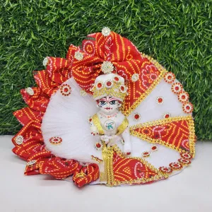 Beautiful white bhandej patti dress for laddu gopal ji