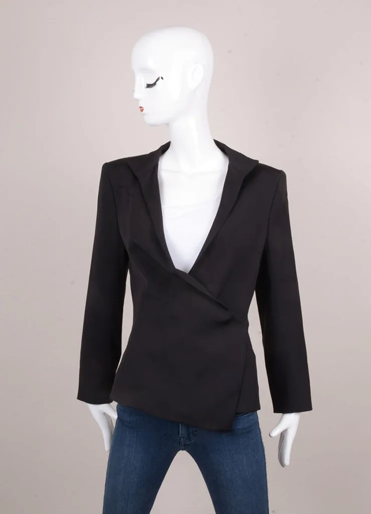 Black Silk Draped Blazer