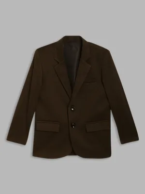 Blue Giraffe Boys Olive Solid Collar Blazer