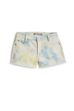 Brittany Watercolor Tie Dye Fray Hem Shorts