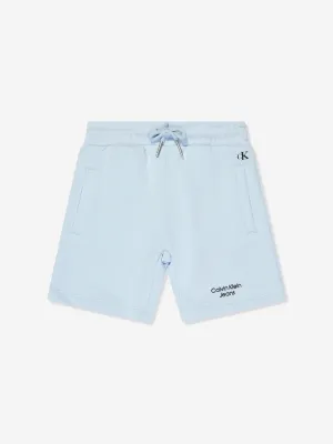 Calvin Klein Boys Stack Logo Jogger Shorts in Blue