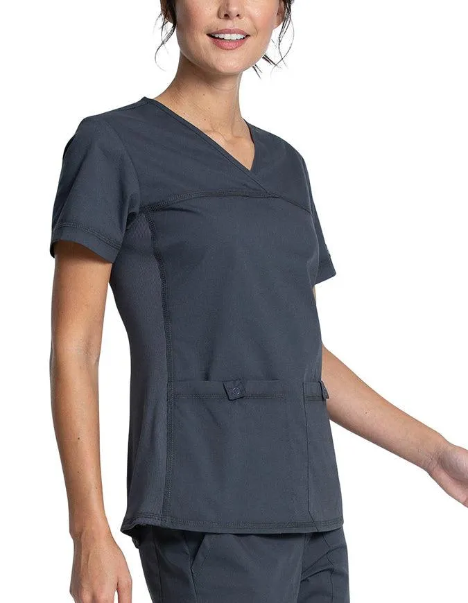 Cherokee Workwear Professionals Women's V-Neck Knit Panel Top