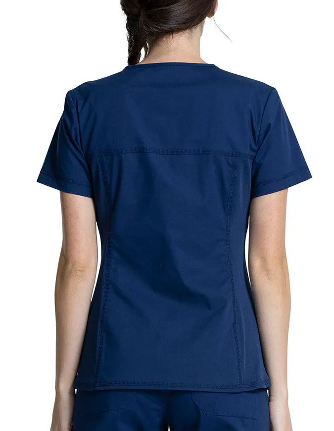 Cherokee Workwear Professionals Women's V-Neck Knit Panel Top