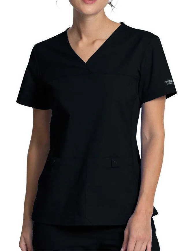 Cherokee Workwear Professionals Women's V-Neck Knit Panel Top