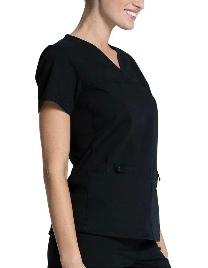 Cherokee Workwear Professionals Women's V-Neck Knit Panel Top