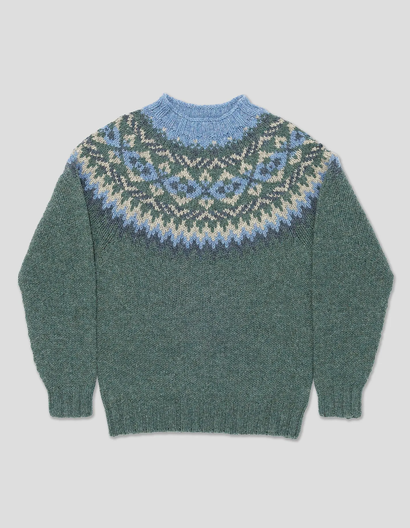 CHUNKY FAIR ISLE SWEATER - GREY