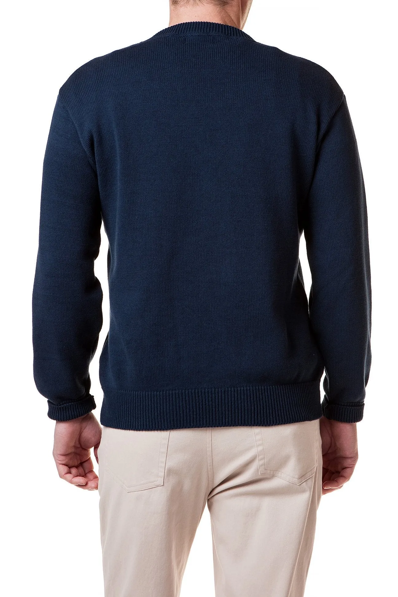 Crew Neck Sweater Navy with American Flag