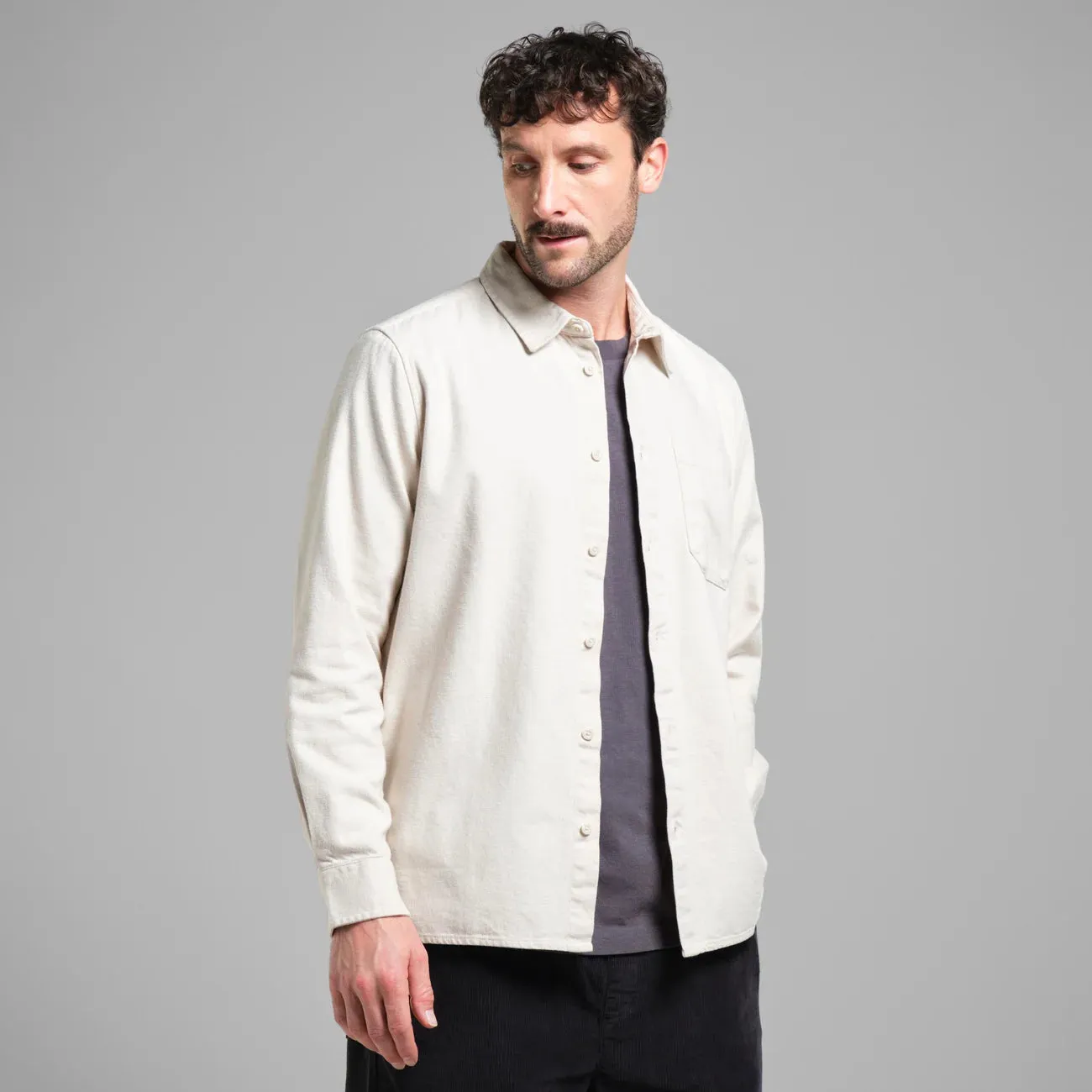 DEDICATED Rute flannel base shirt oat white men