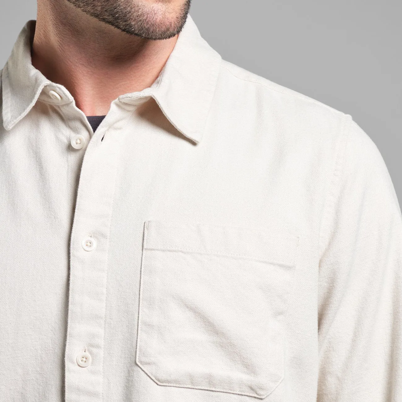 DEDICATED Rute flannel base shirt oat white men