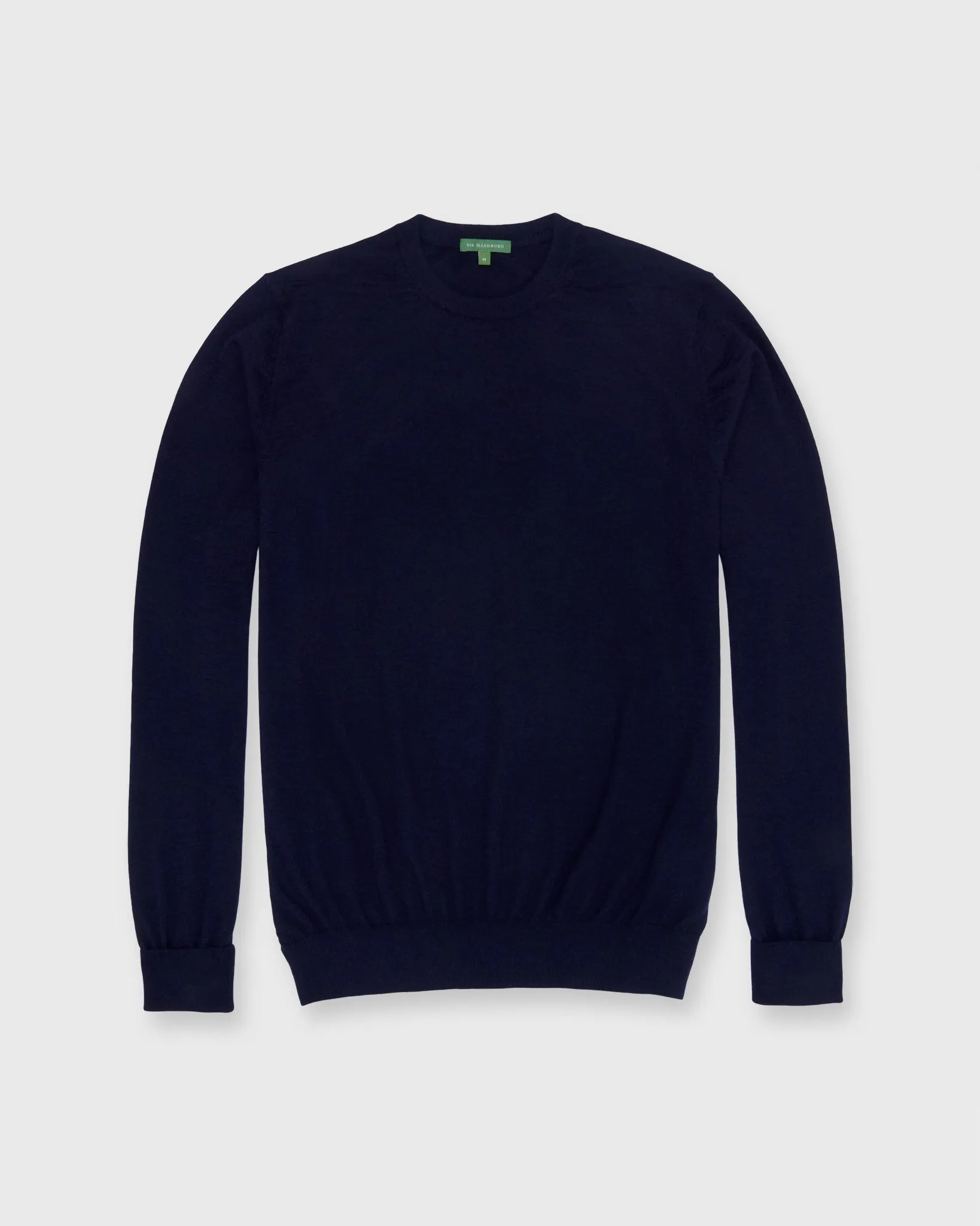 Fine-Gauge Crewneck Sweater in Navy Cashmere