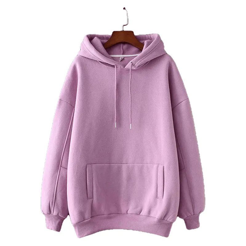 Fleece Hoodie Sweatshirts Winter Oversize Ladies Pullovers Warm Pocket Hooded Jacket For Women