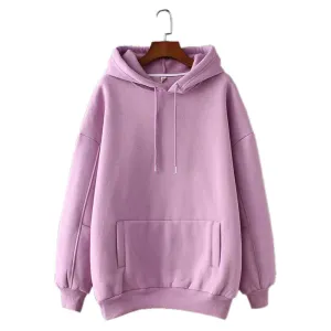 Fleece Hoodie Sweatshirts Winter Oversize Ladies Pullovers Warm Pocket Hooded Jacket For Women