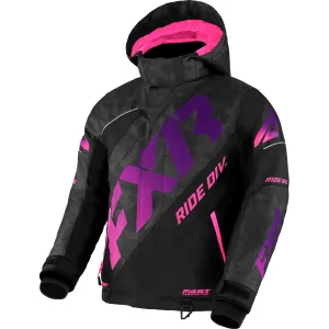 FXR Child CX Snowmobile Jacket Black Camo/Purple Fade