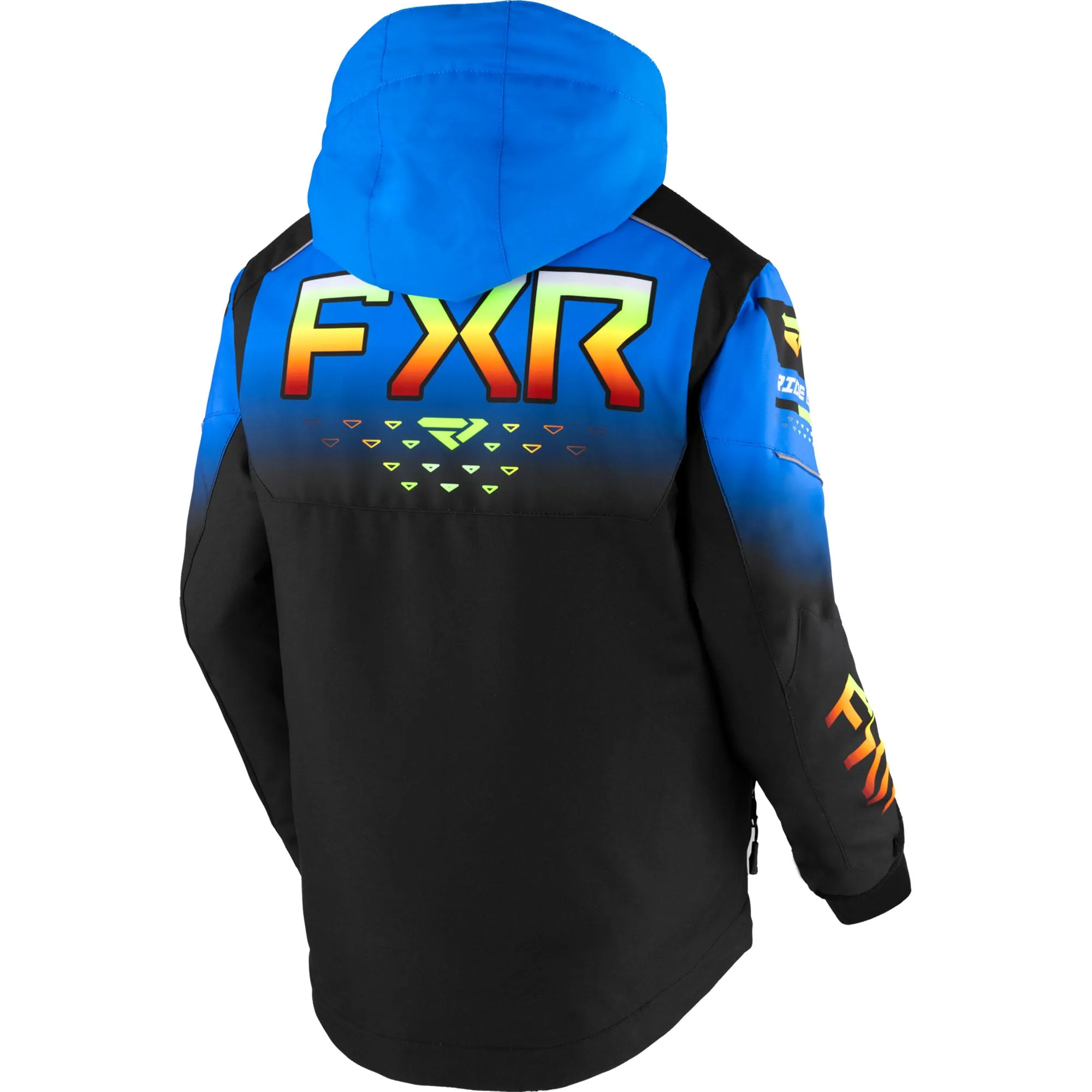 FXR Child Helium Snowmobile Jacket Black/Blue/Inferno