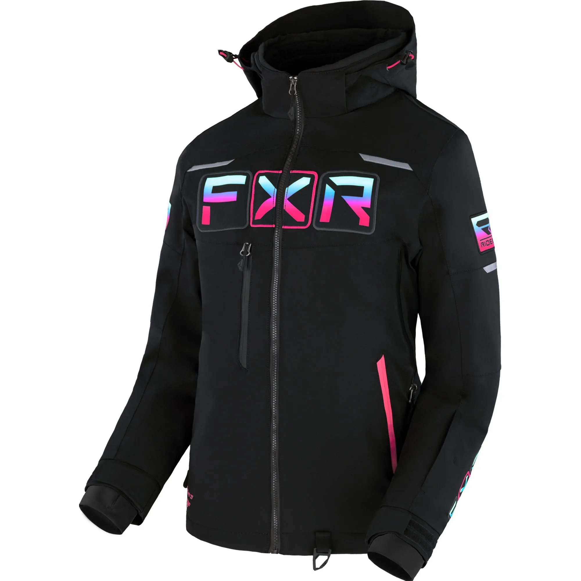 FXR Maverick Snowmobile Jacket Black/Sky-Electric Pink Fade