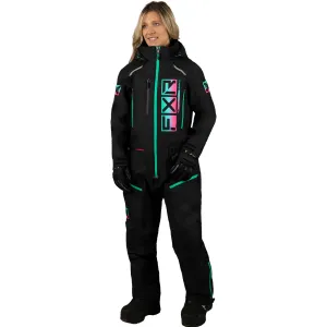 FXR Womens Recruit F.A.S.T Insulated Monosuit Black/Mint-Electric Pink