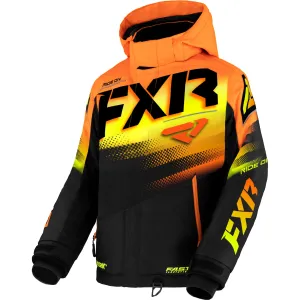 FXR Youth Boost Snowmobile Jacket Black/Orange-HiVis Fade