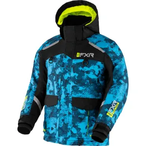 FXR  Youth Excursion Snowmobile Jacket HydrX F.A.S.T. Thermal Slate Camo Hi-Vis