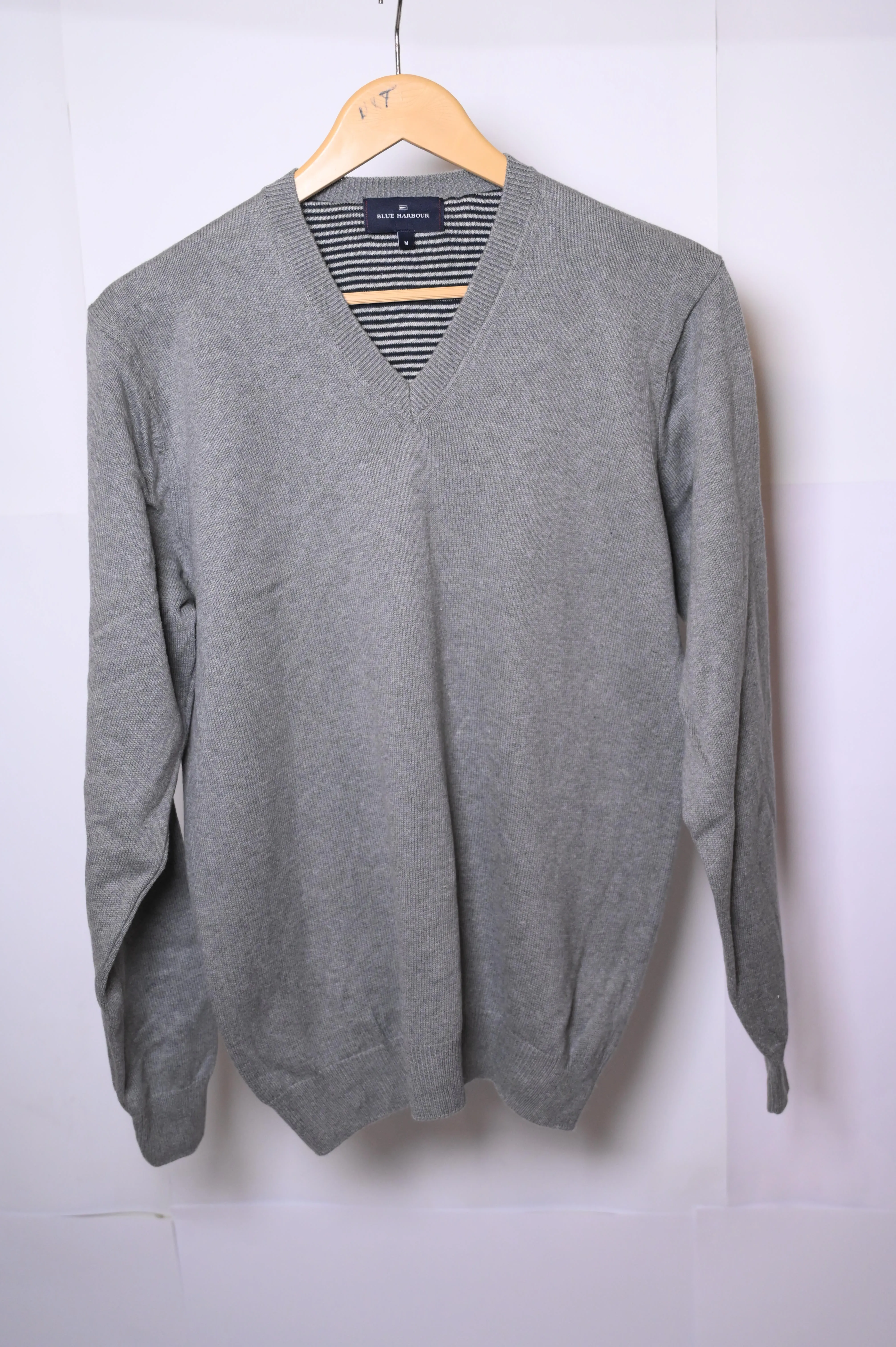 Grey Blue Harbour Medium Sweater (V-Neck)