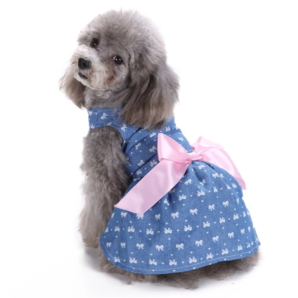 High Quality Summer Dog Dresses Jeans Pet Princess Dress