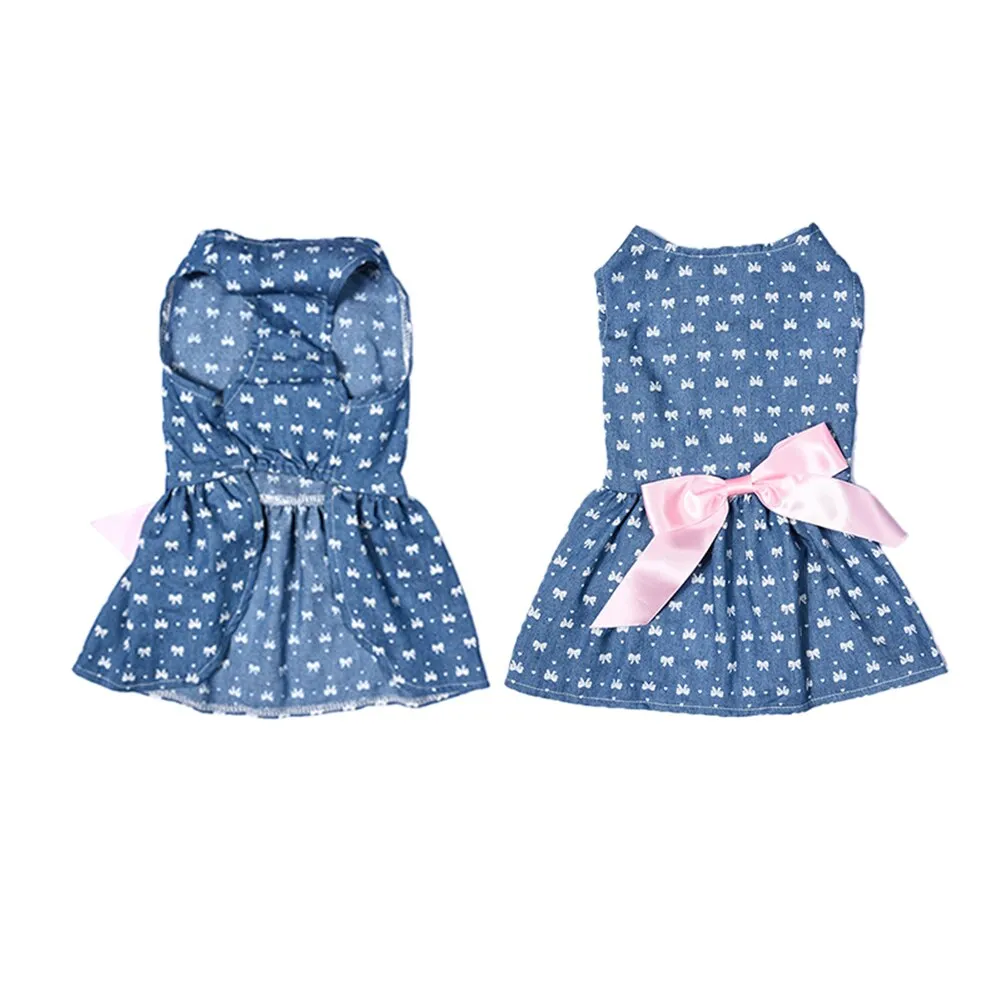 High Quality Summer Dog Dresses Jeans Pet Princess Dress