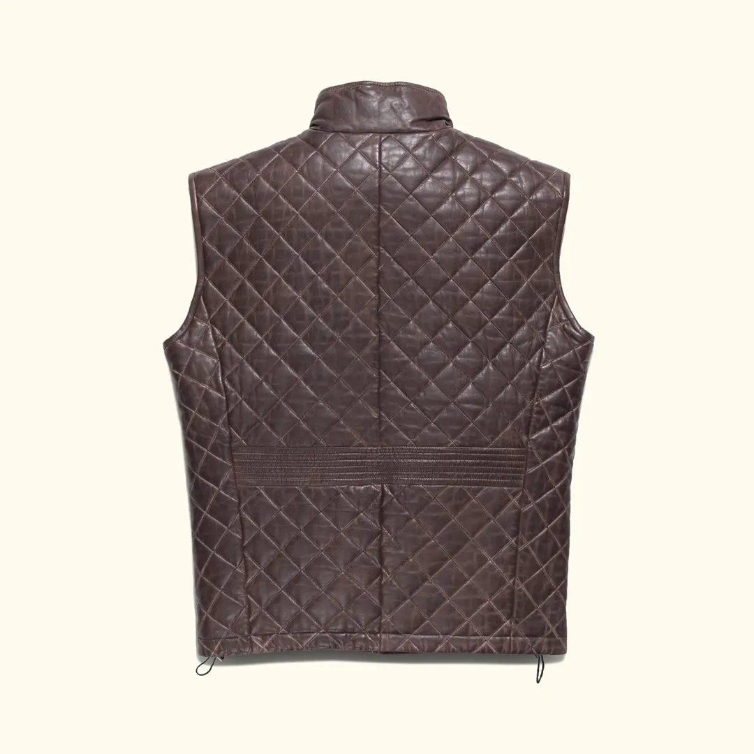 Highlands Quilted Leather Vest | Mahogany Brown