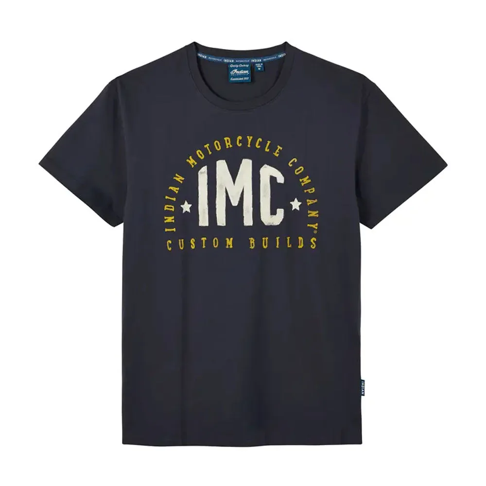 Indian Motorcycle  Mens IMC Custom Build T-Shirt Tee Soft Lightweight Comfy Navy