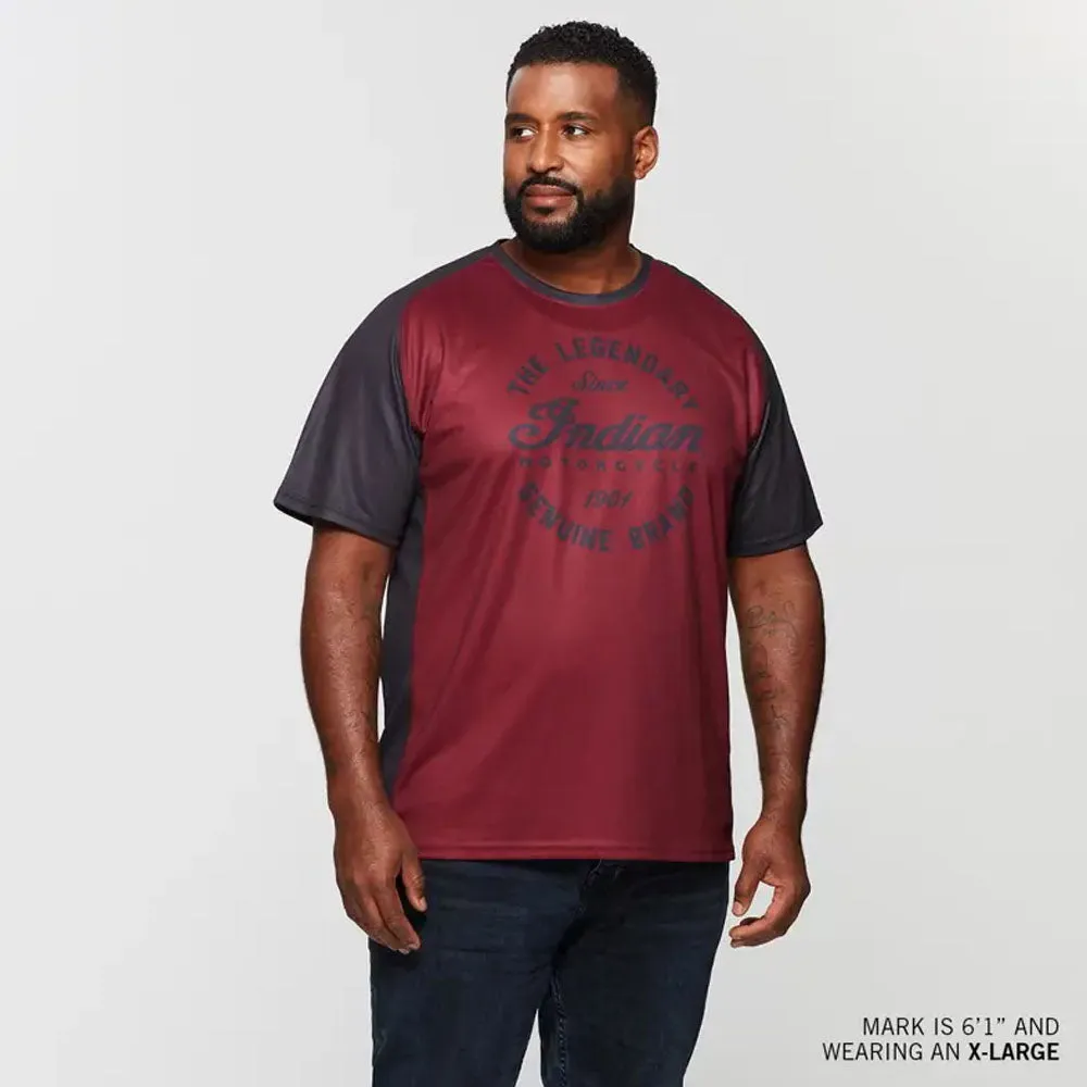 Indian Motorcycle  Mens Script Icon Performance T-Shirt Tee Soft Light Comfy Port