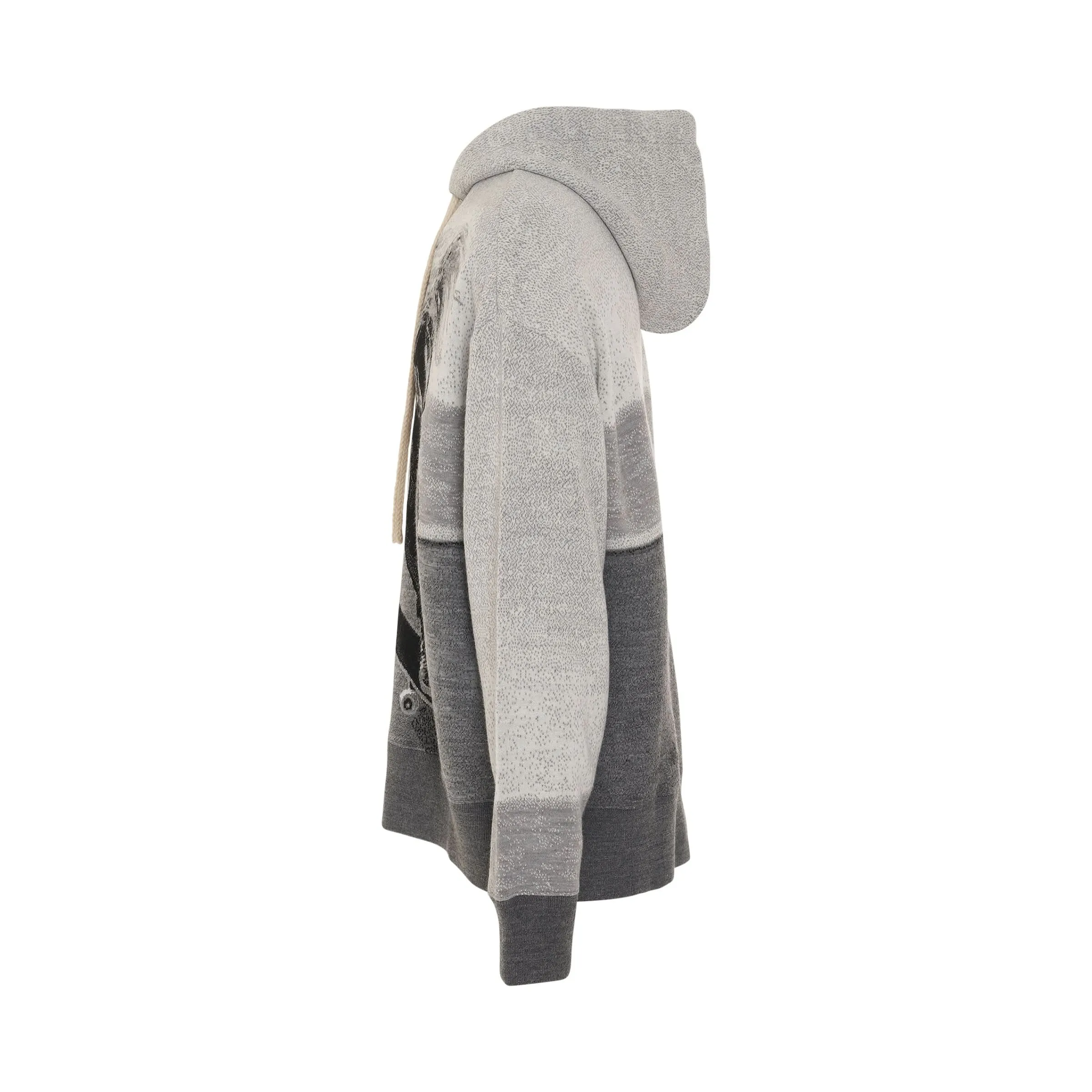 Jacquard Skater Hooded Sweater in Melange Grey