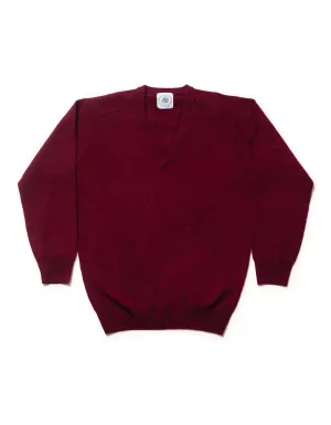 LAMBSWOOL V NECK SWEATER - BURGUNDY