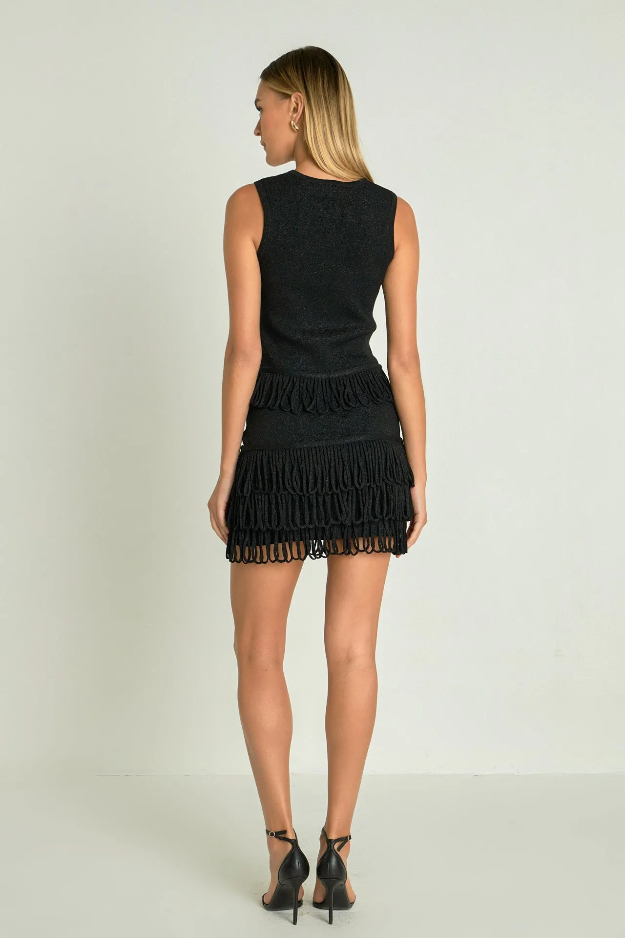 Lurex Knit Loop Mini Skirt