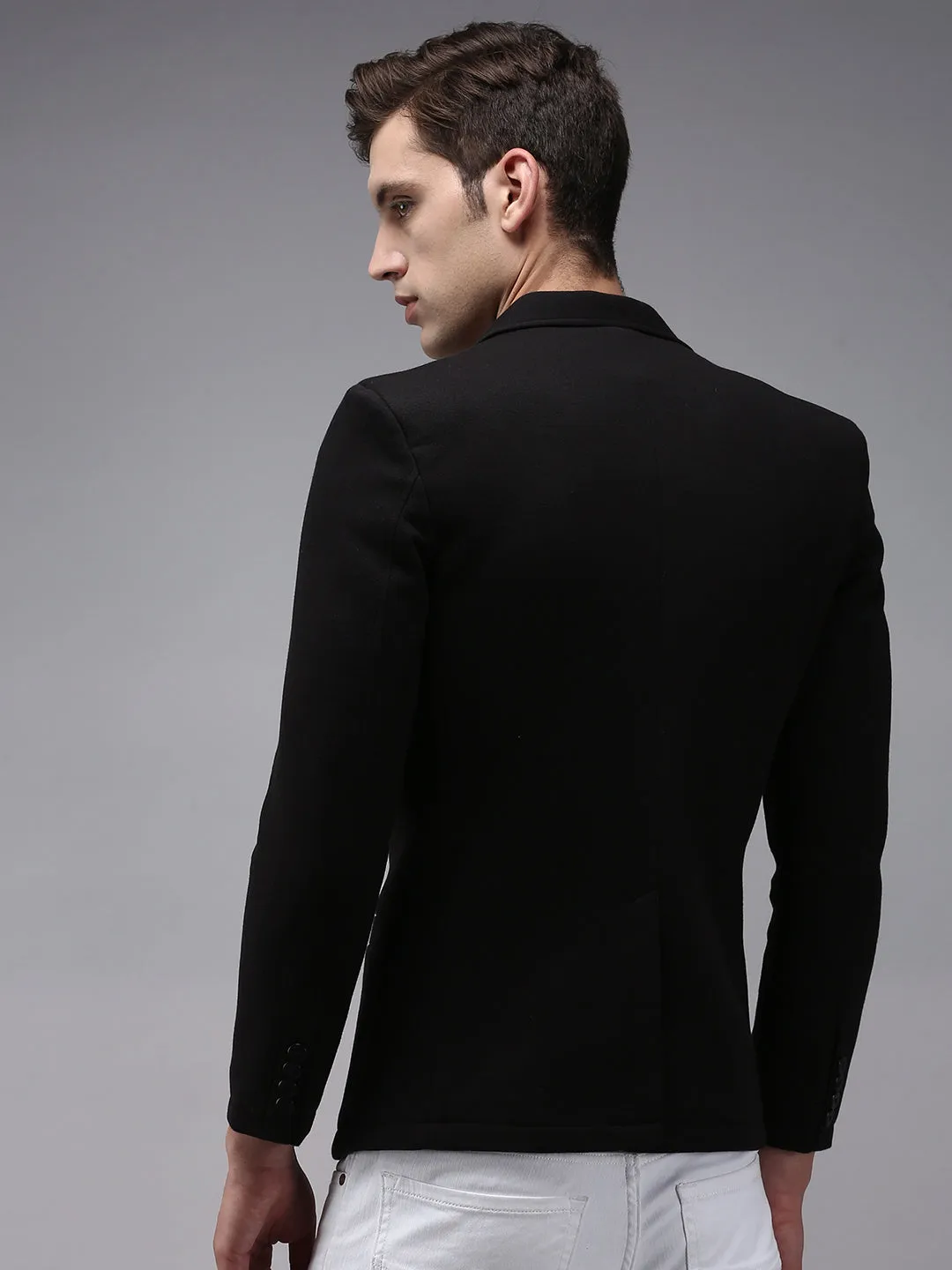 Men Black Solid Blazer