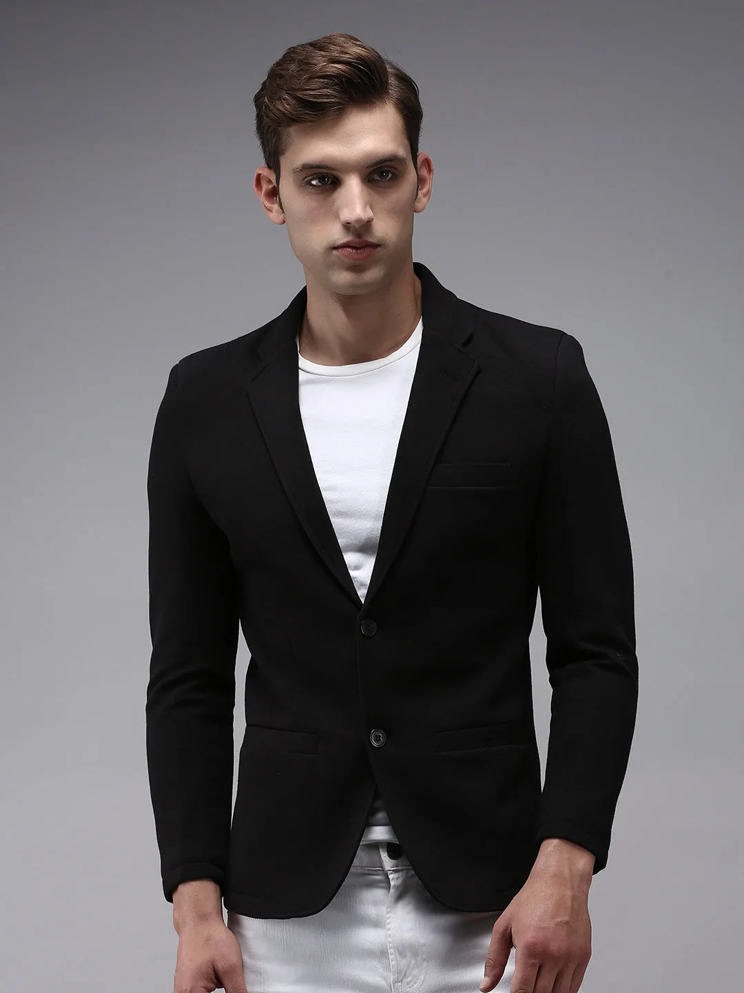 Men Black Solid Blazer