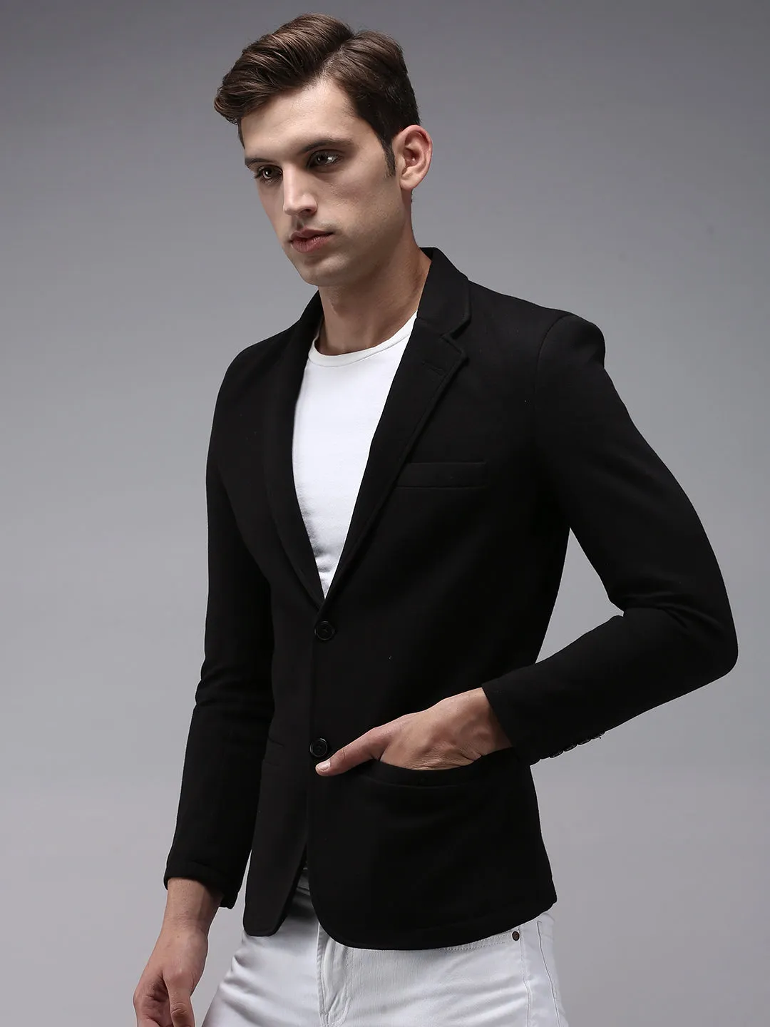 Men Black Solid Blazer