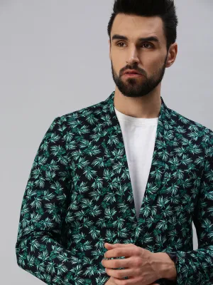 Men Green Printed Party Blazers