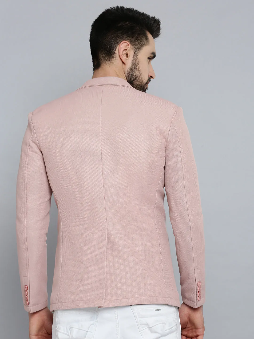 Men Pink Solid Blazer