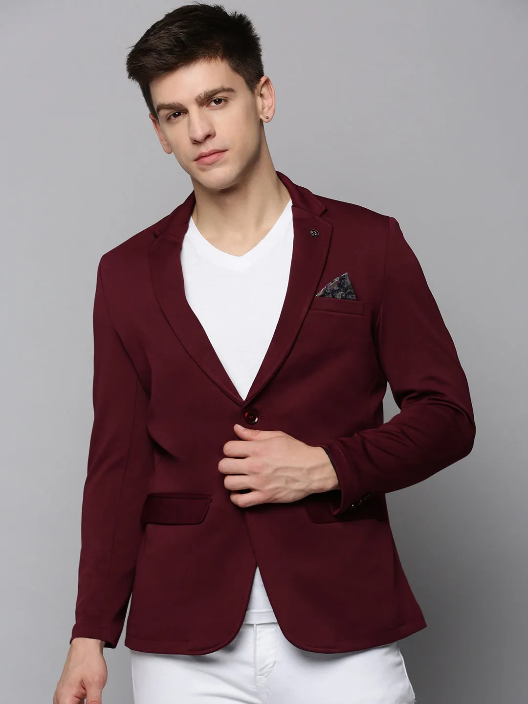 Men Red Solid Blazer