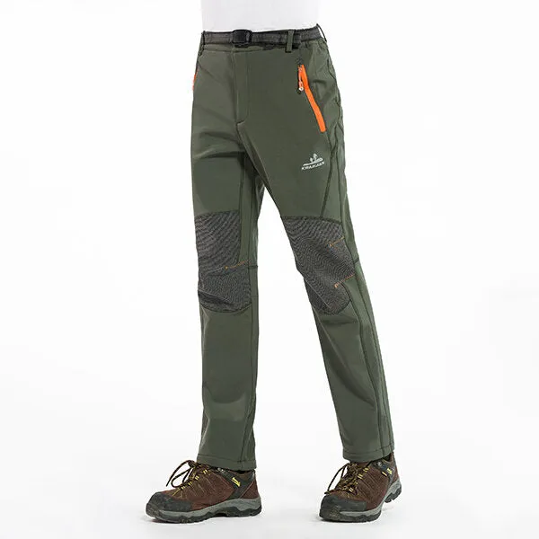 Men Thick Fleece Keep Warm Pants Waterproof Quick-dry Camping Climbing Hiking Soft Shell Trousers