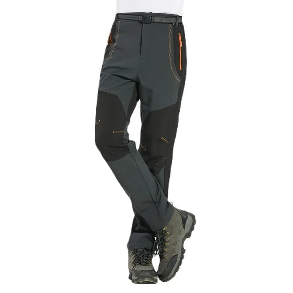 Men Thick Fleece Keep Warm Pants Waterproof Quick-dry Camping Climbing Hiking Soft Shell Trousers