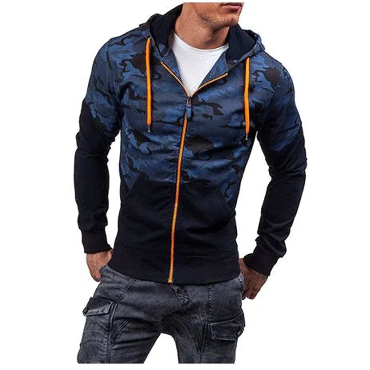 Men's Spring Casual Stitching Camouflage Hooded Hoodies