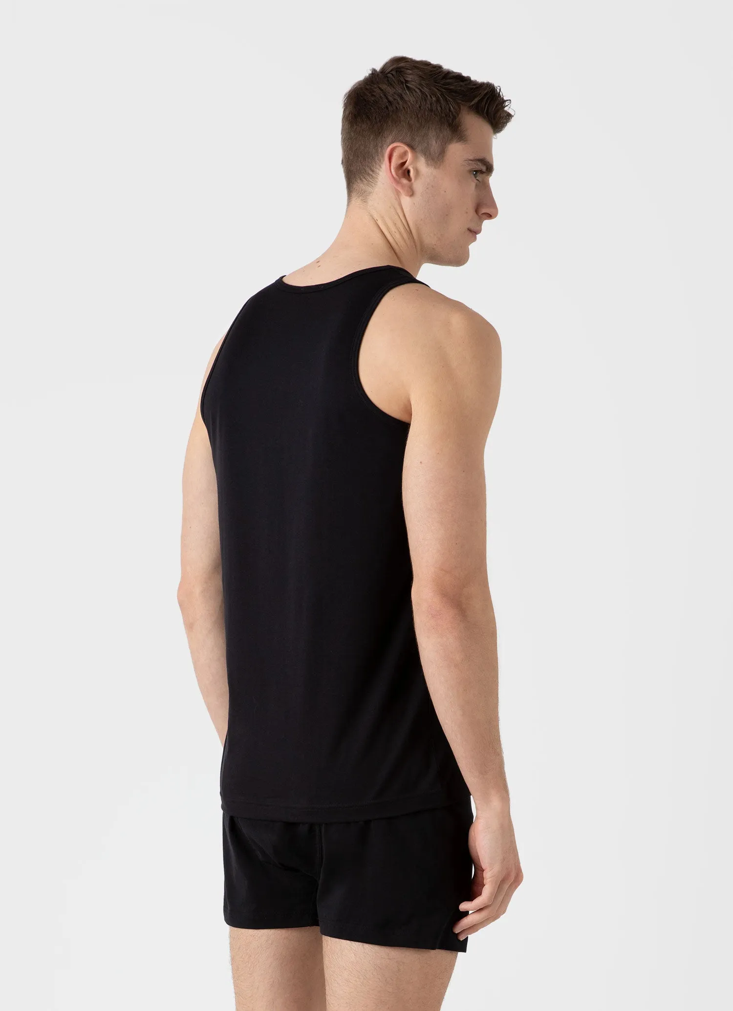 Men's Superfine Cotton Underwear Vest in Black