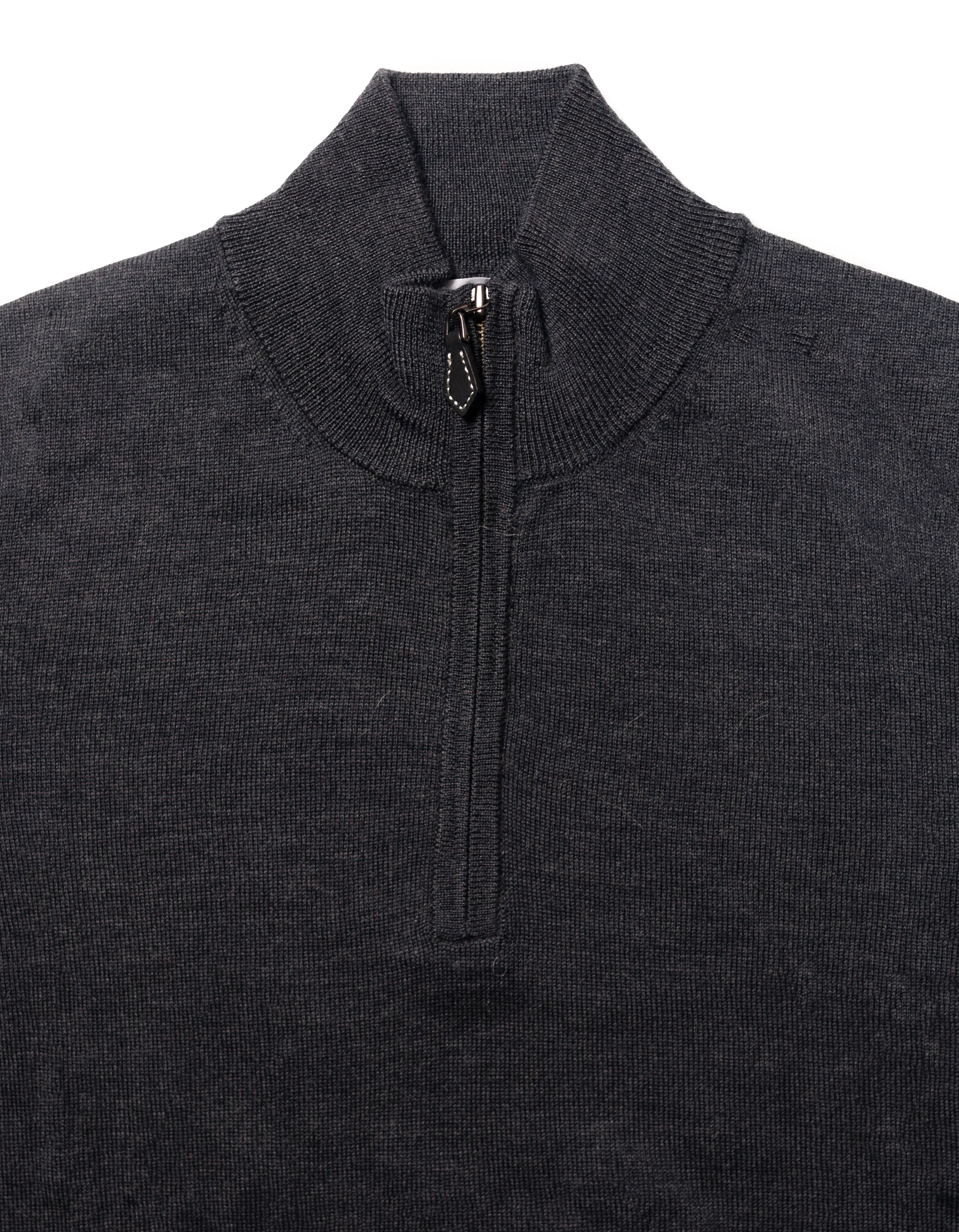 MERINO WOOL QUARTER ZIP UP - CHARCOAL