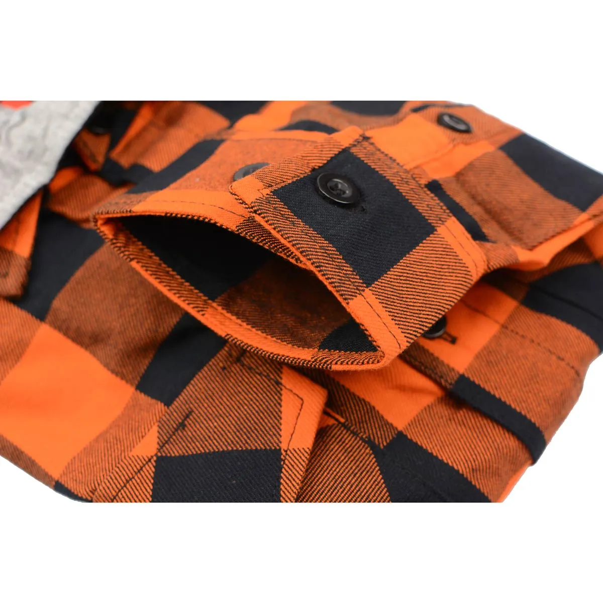 Milwaukee Leather Men's Flannel Plaid Shirt Orange and Black Long Sleeve Cotton Button Down with Hoodie MNG11642