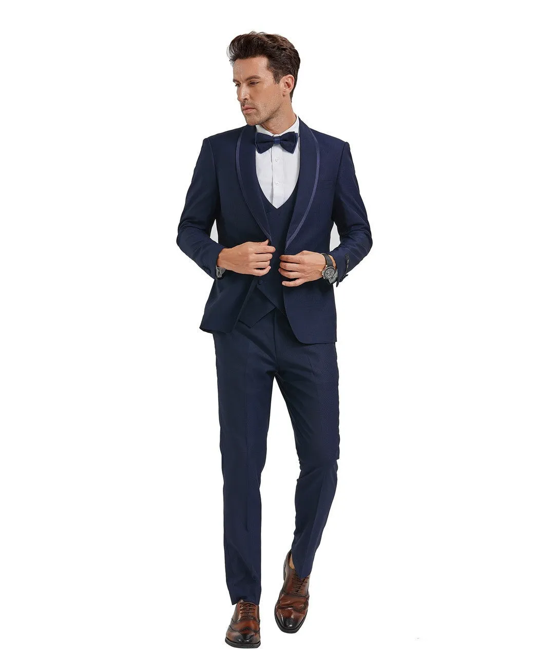 Navy Elegance Tone Trim Tuxedo - Timeless Sophistication