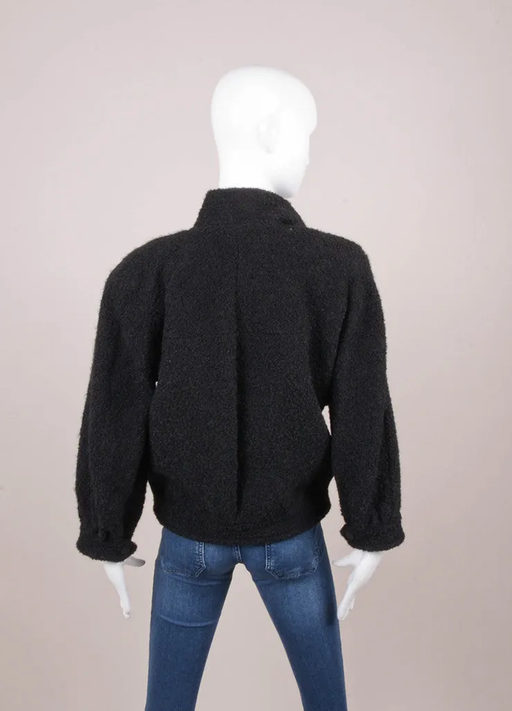 New With Tags Black Wool Draped Long Sleeve Jacket