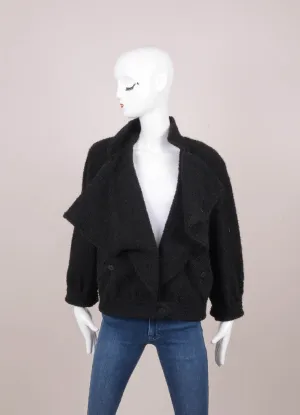 New With Tags Black Wool Draped Long Sleeve Jacket