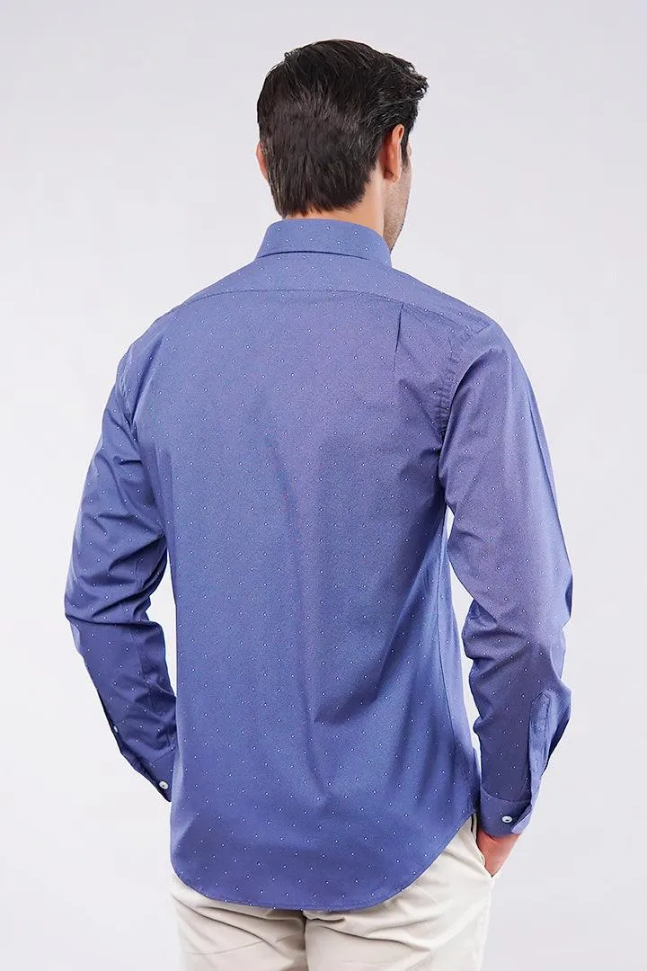 Polka Dot Yarn-Dyed Shirt - Blue